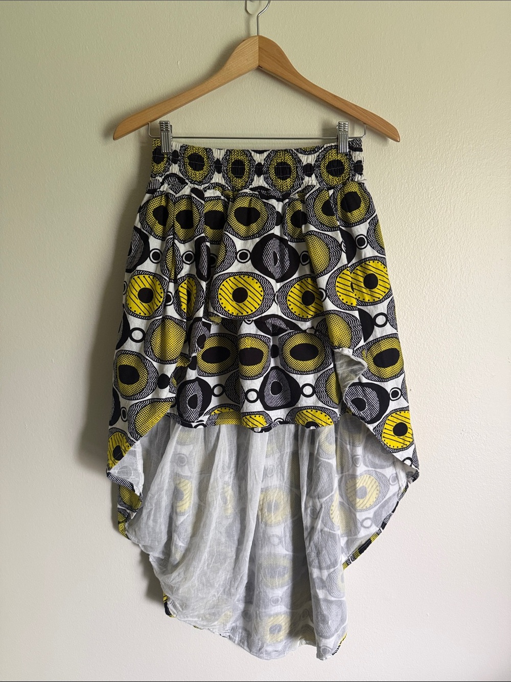Advance Apparels Yellow and Black High Low Skirt Elastic Waist Vibrant Print